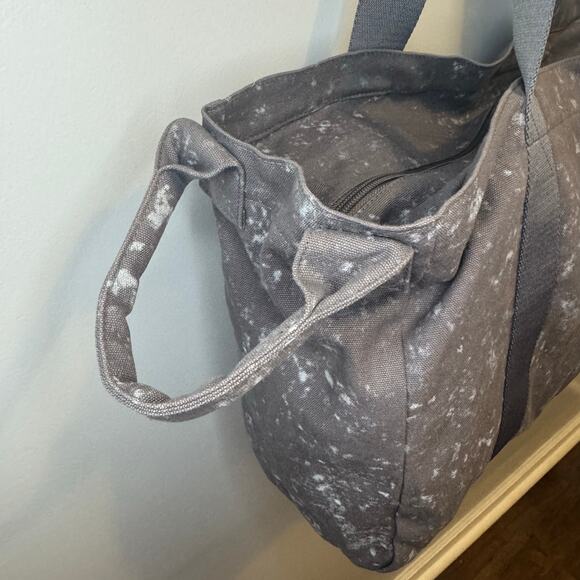 Victoria's Secret PINK gray charcoal acid wash canvas tote Weekender Travel Bag - Picture 9 of 13